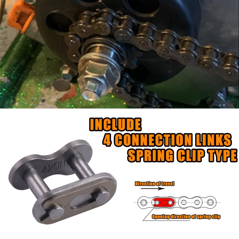 MRELC 420H Motorcycle Chain+ Chain Breaker,106-Link Heavy Duty Drive Chain