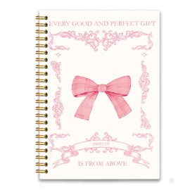 UYIKG Pink Bow Preppy Bible Christian Spiral Notebook Journal for Women Girls School Teen, James1:17 Every Good and Perfect Comes From Above, Notebook 80 Sheets 5.8x8.3