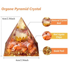 XIANNVXI Crystals Pyramid Orgonite Carnelian Red Gemstones Healing Crystals Lotus Pyramids Positive Energy Spiritual Pyramid Inspirational Success Gifts