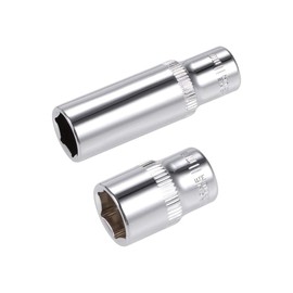 TOP-VIGOR 2Pcs 1/4-Inch Drive by 11mm Deep and Shallow Socket, Cr-V Drive Socket, 6-Point, Metric for Auto Repairing and Household