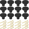 BIGLUFU 12 Pcs Brass Drawer Knobs, Round Black Kitchen Cabinet
