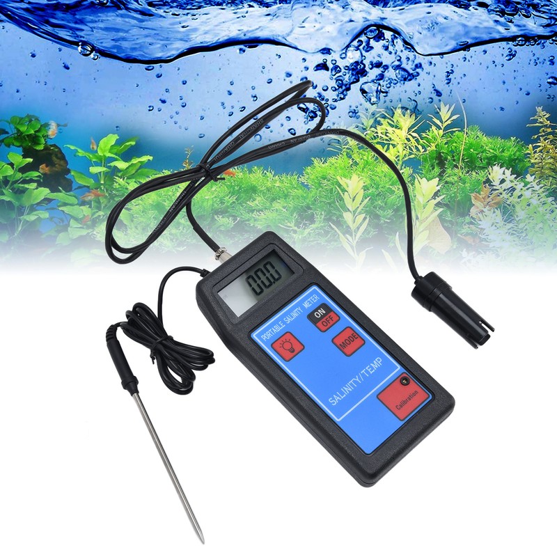 Portable Salinity TEMP Meter Multifunction Water Quality Analyzer for Aquarium