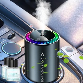 Smart Car Air Freshener Diffuser, Waterless Car Diffuser for Essential Oils with 2 Pcs Essential Oils, Star Projector, Auto On/Off, Music Rhythmic Light, for Car Office Home (100ml Cerulean Ocean)