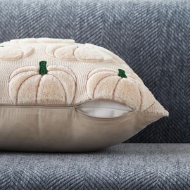 DFXSZ Fall Pillow Covers 18x18 Set of 2 Fall Decorations Beige Green Rust Pumpkin Throw Pillow Cases Soft Plush Faux Fur Wool Couch Cushion Case for Chair Sofa Bedroom Living Room Home Decor PTK12Q18