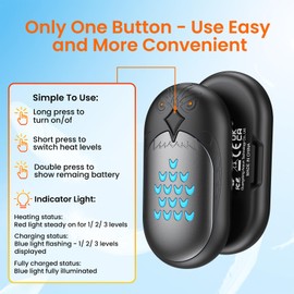 Portable Electric Hand Warmer Rechargeable: 2 in 1 Pack Reusable Handwarmer 20 hour Battery Operated type-c Charged Pocket Warmer Hot Hand Heat Warmer for Handheld Heater Gift for Outdoor Sport Winter