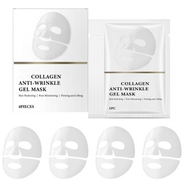 ARCHIDATE 4 Pieces Collagen Mask Face - Moisturising Cloth Masks Face - Collagen Overnight Face Mask - Anti-Wrinkle Masks Beauty Products - Reduces Fine Lines Face Mask Women