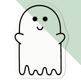 'Cute Ghost' Clear Sticker Decal – Waterproof Film for Windows, Cars, Walls & Crafts, Medium (100mm) (DC00042226)