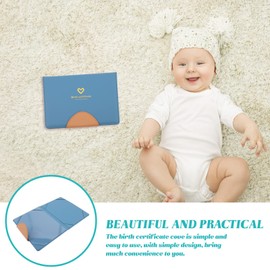 Kisangel Birth Certificate Holder Case Artificial Cover Folder Blue Leather Award Newborn Binder Baby Sleeve Birth Certificate A