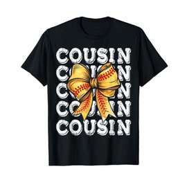Coquette Softball COUSIN Matching Family Bow T-Shirt