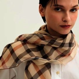 Daks (신세계강남점)DCSC5E290W2 25SS닥스스카프 브라운 체크 롱 실크 스카프 (DccS5E290W2 25SS Daks Scarf Brown Check Long Silk Scarf)