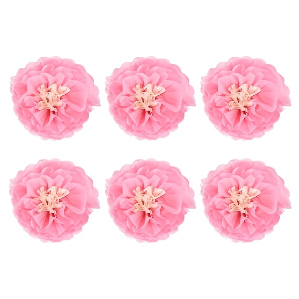 Rebower 6 Pcs Pink Paper Flowers, 6" 3D Tissue Paper