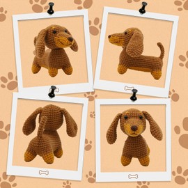 Nikolle Crochet Kit for Beginners with Step-by-Step Video Tutorials Crochet Animal Kit Crochet Starter Kits for Adults Kids - Dachshund(Brown)