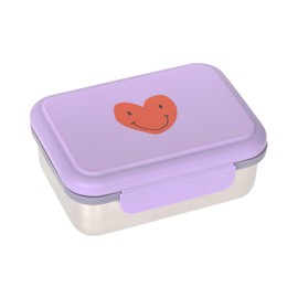 LÄSSIG Children’s Lunch Box, Stainless Steel Breakfast Box, Sustainable, for Nursery, School, Stainless Steel Lunch Box, Little Gang, Heart Purple