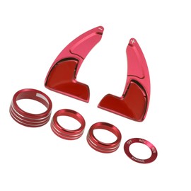 Motoforti Steering Wheel Shift Paddle Extension Trim,Air Conditioning Switch Knob Cover, for Dodge Challenger 2015-2020,Aluminum Alloy,Red