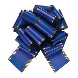 MECCANIXITY 12 Inch Giant Large Pull Bow Big Metallic Car Bows Ribbon with Gold Edge for Wedding Presents Gift Wrapping Christmas, Blue