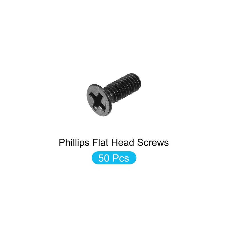 METALLIXITY 50pcs M4 x 12mm Flat Head Screws Carbon Steel