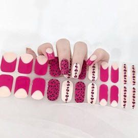 Boloshine 22 Pcs Halbgehärtete UV Gel Strips, Nagelfolien Selbstklebende Nagelsticker Salonqualität Langanhaltende Gellack Nagel Wraps für Frauen Mädchen - Leidenschaftlicher Leopardendruck