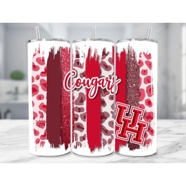 20 oz Houston Cougars College Football  Stainless Steel Tumbler Paint Stripes