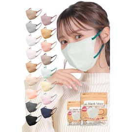 [MaskMore] マスクモア 3Dマスク 不織布 立体 不織布マスク 立体マスク 小顔マスク 面長タイプ バイカラー おしゃれ カラーマスク マスク 花粉症対策 20枚入り ミント