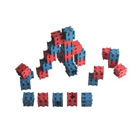 WISSNER aktiv lernen 080582.IMP RE Wood plug-in cubes, 30 cubes for inserting in red and blue, edge length 2 cm, sustainably produced, ideal for learning to calculate