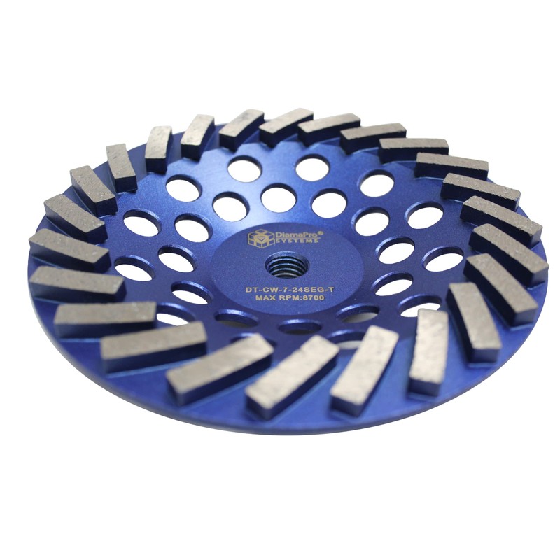 DiamaPro Systems DT-CW-7-24SEG-T Threaded 7 Inch 24 Segment Turbo Concrete