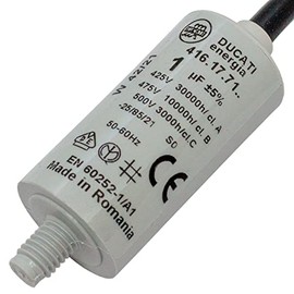 Lumonic Starting Capacitor Ducati 416.17.71 B [Includes Cable 35cm] | Motor Capacitor 1µF 475V 25 x 49 mm I Capacitor in Insulated Plastic Housing