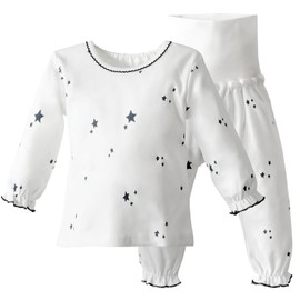 [atRise] tecopeco[テコペコ] ベビー パジャマ 腹巻き付き《コットン100％》首元 袖 裾 ゴムタイプ 綿 着心地やわらか 子供用パジャマ 長袖 ナイトウェア かわいい （スター/80）