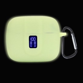 smaate Silicon Case Cover Compatible with TAGRY X08 and ZIUTY A1 Wireless Earbuds, Protective Case with Keychain, with Window for LED Display, Luminescent Yellow