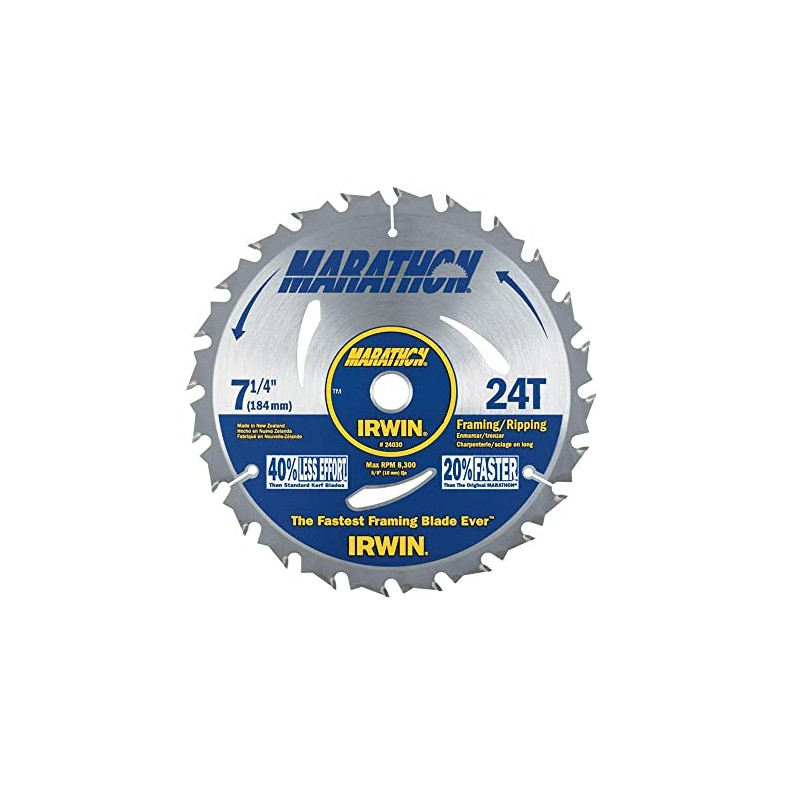 IRWIN Tools MARATHON Carbide Corded Circular Saw Blade, 7 1/4-inch,