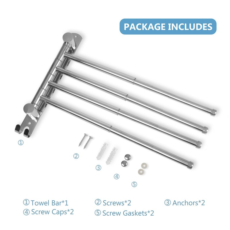 Adjustable Bathroom Towel Rack JSVER SUS304 Stainless Steel Towel Rack