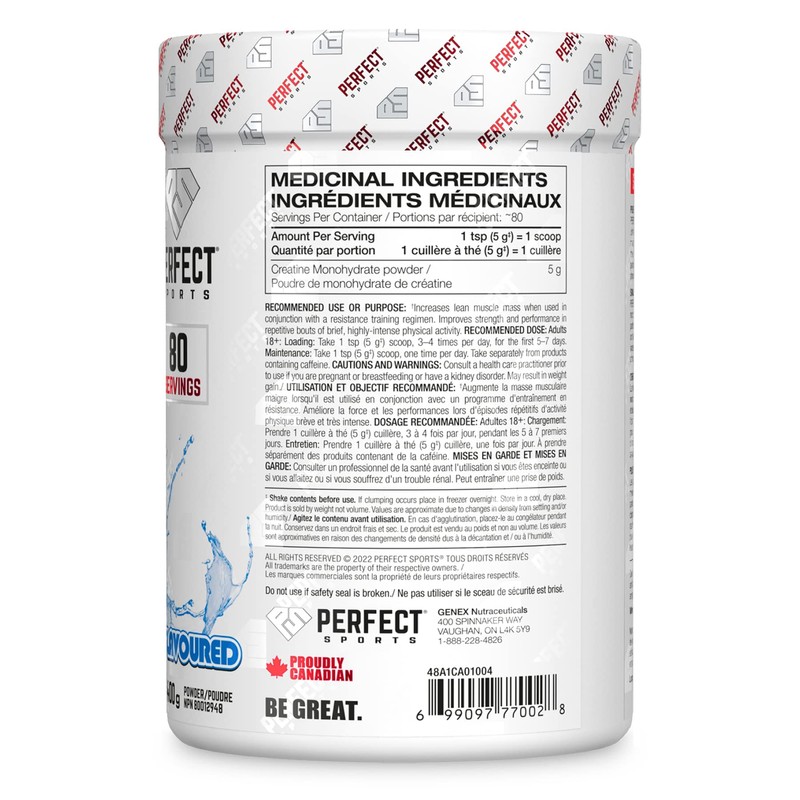 PERFECT Sports - Creatine Monohydrate 400g Powder (80 servings) Creatine
