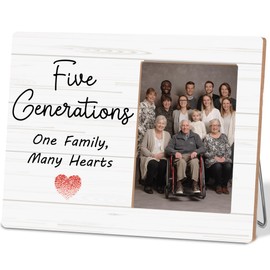 Five Generation Family Picture Frame,Five Generation One Family Many Hearts Photo Frame
