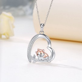 Guinea Pig Necklace for Women 925 Sterling Silver Guinea Pig Necklace Cute Heart Guinea Pig Pendant Jewelry Gifts for Women Animal Lovers