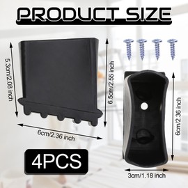 Pack of 4 50 x 25 mm Ladder Feet, Universal Rubber Ladder Feet with 4 Screws, Non-Slip Ladder Feet, Ladder Caps for Ladders, Aluminium Ladders, Telescopic Ladders, Herringbone Ladder Pads