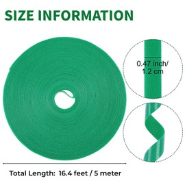 Fovakabo 16.4 Feet Green Garden Tape Plant Ties 1/2'' Wide Garden Ties Plant Tape for Climbing Plants Reusable Gardening Plant Tape Support Strap for Flowers, Vines, Tomatoes Support Tape(16.4ft)