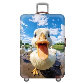 FANSU Suitcase Protective Cover, Animal Print, Elastic Travel Suitcase Protective Cover with Zip, Washable Luggage Cover - 18 to 32 Inch Suitcase, duck