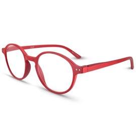 Red Retro Small Frame Round Reading Glasses for Women & Men with Sturdy Made - Trendy Narrow Face Readers for Women & Men - Spring Hinges to Fit all Face Shapes High End Reader Glasses - Cheaters 1.25