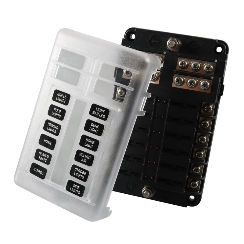 12 Way Fuse Box with Negative Terminals and Fuse Wire