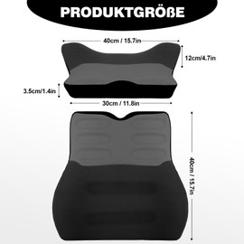 Quirlig Lumbar Cushion, Lumbar Cushion Car, Lumbar Support Car, Back Cushion Car Memory Foam, Ergonomic Back Support Cushion for Home, Office, Car, Black