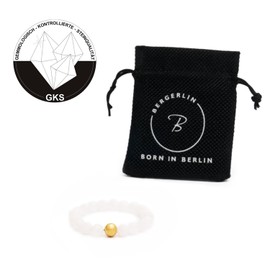 BERGERLIN Genuine Natural Stone Ring with Gold Pearl – Ring for Men and Women – Certification of Authenticity, Natural stone, natural stone