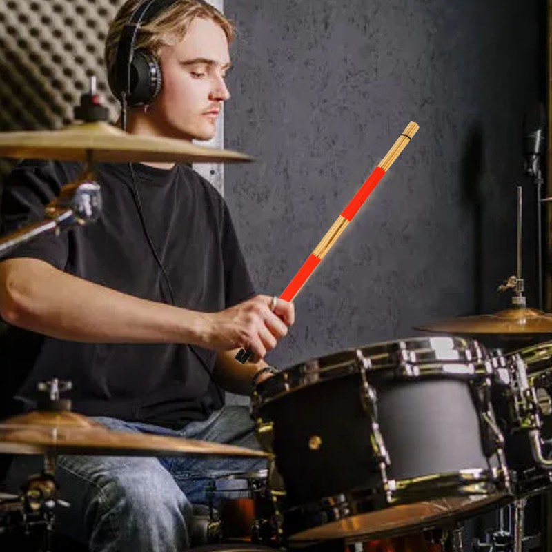 Drum Brush Bamboo Stick Set Soft Handle Easy to Play