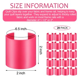 Vercraft 20 Pack Pink 2" Diameter Quilt Clips Fabric Management Sewing Clips Rail Clips for Long Arm Quilting Frames Quilt Clips Versatile Quilting Rings for Rolling Rail Frame Quilting or Hand