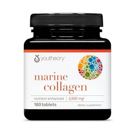 Youtheory Marine Collagen Tablets – 2.500 mg de péptidos de colágeno de origen de pescado – con vitaminas A, C, E, B6 y B12 – Apoya la salud de las ar