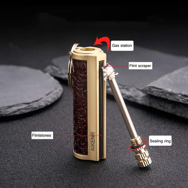 BOLLAER Keychain Matchstick Fire Starter, Permanent Metal Match Flint Lighter