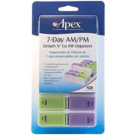 Apex 7-Day AM/PM Detach N' Go Pill Organizer 1 ea (Pack of 11)