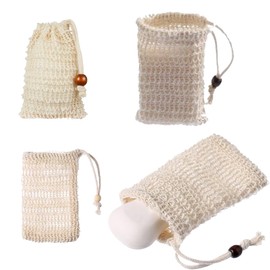 WHYCNJL 3 Stück Seifensäckchen Bio Seifensack Seifensäckchen Sisal Seifenbeute Natur Aufschäumen und Trocknen der Seife Peeling Massage Seifenbeutel,Schaumstoffnetz aus Baumwolle und Leinen