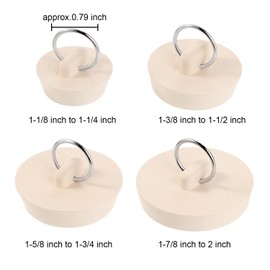 4 Pieces Tub Stopper Set Rubber Sink Stopper Drain Plug with Hanging Ring for Bathtub, Kitchen and Bathroom (White, 1-1/8, 1-3/8,1-5/8, 1-7/8'')