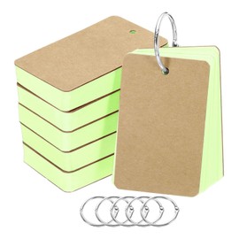 PATIKIL Blank Index Cards with Ring, 300Pcs Colored Blank Flash Card 3.5" x 2" Note Card Study Card for Memory Learning Studying Office Supplies, Green