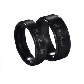 Blowin Romantic Black Stainless Steel Mens Ring Her Buck Elk Promise Ring Engagement Wedding Band for Valentines Anniversary (His Size 11)