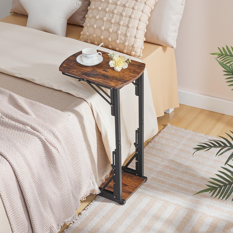 MAHANCRIS Folding Samll Side Table, C-Shaped End Table for Couch,